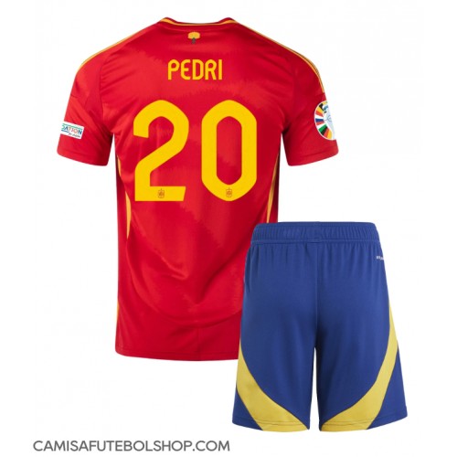 Camisa de time de futebol Espanha Pedri Gonzalez #20 Replicas 1º Equipamento Infantil Europeu 2024 Manga Curta (+ Calças curtas)